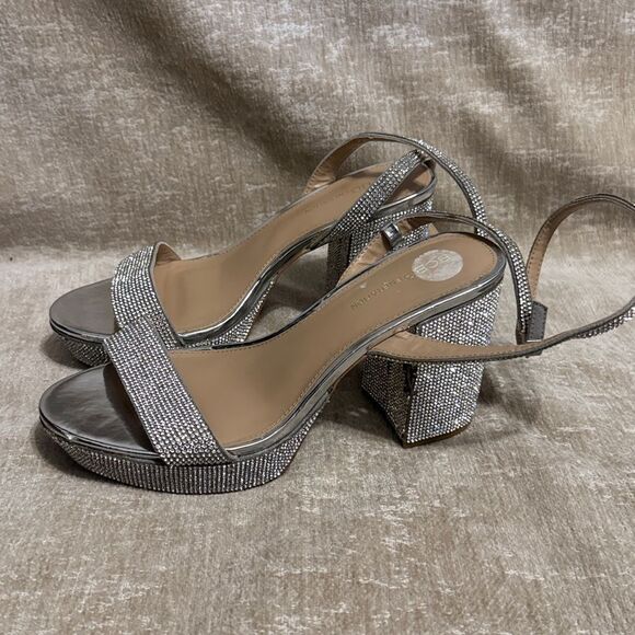 BCBGeneration Shimmering Silver Block Heels - Picture 2 of 13